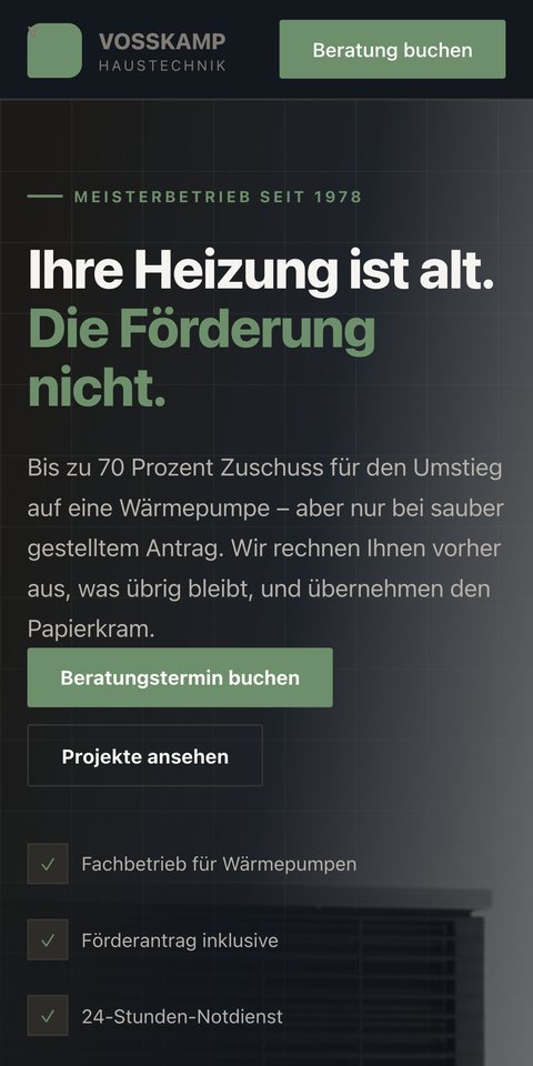 Vosskamp Haustechnik auf dem Smartphone