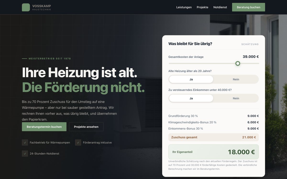 Startseite von Vosskamp Haustechnik