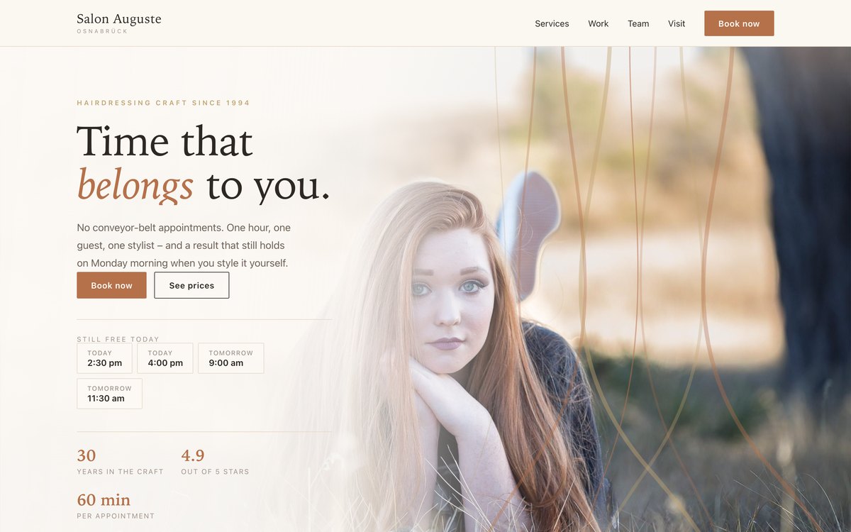 Homepage of Salon Auguste
